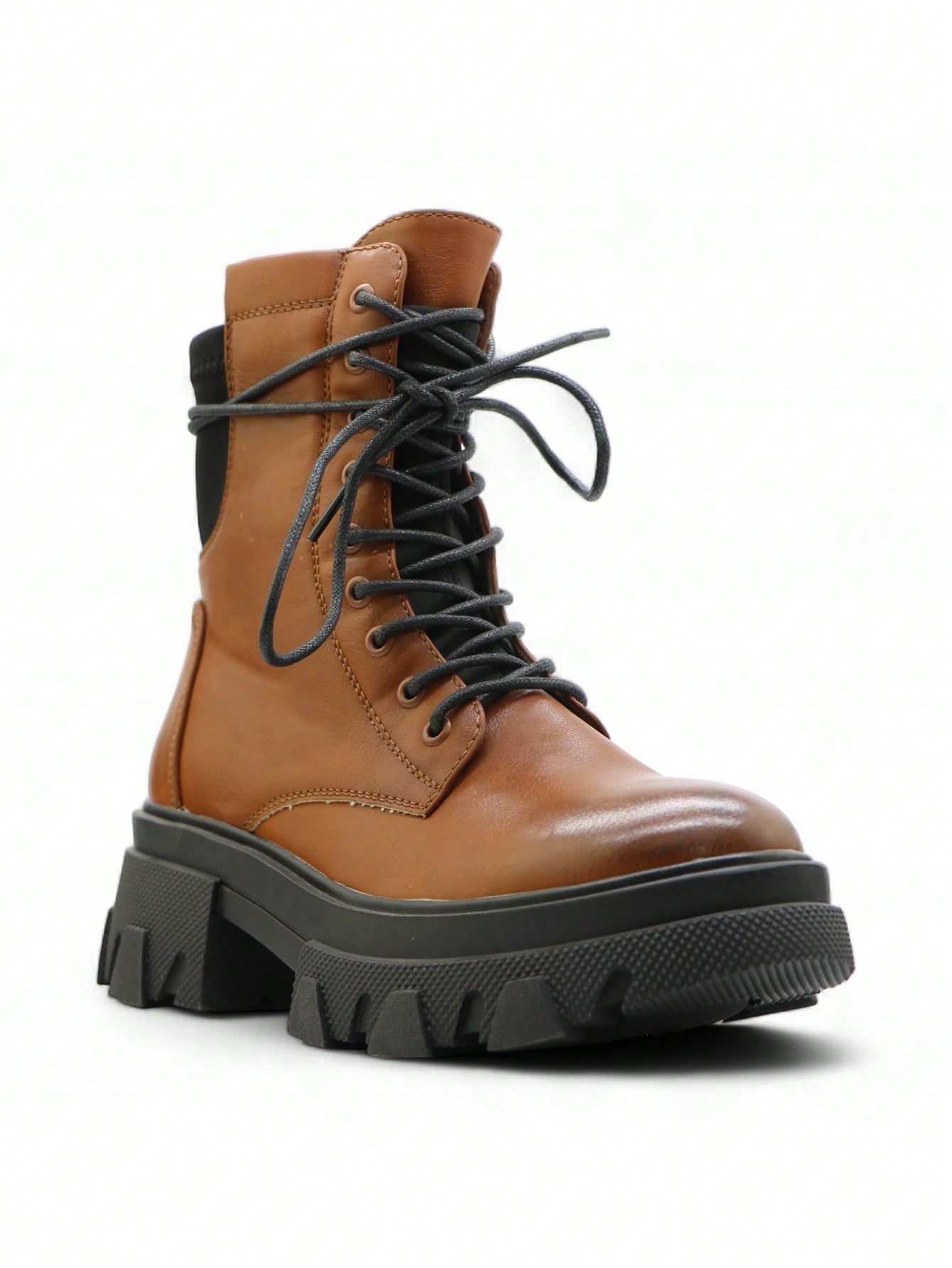 Bottes de cheville à lacets unisexes rétro avec semelle épaisse, convenant pour l'extérieur, les voyages, les festivals, l'automne/l'hiver