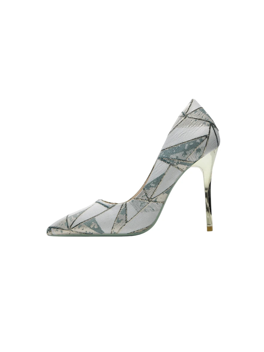 Chaussures à talons hauts à bout pointu, style élégant, géométrique moderne, pour mariage, banquet, fête. Talons hauts