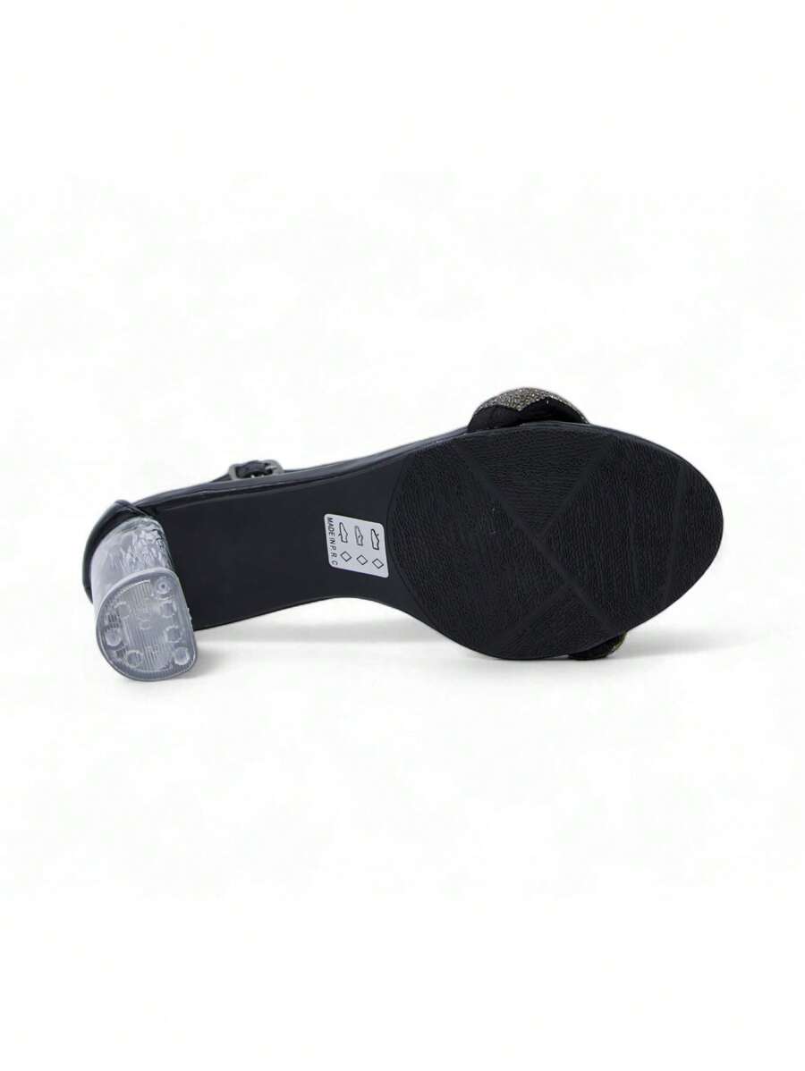 Chaussures femme à talon compensé transparent avec boucle réglable, design confortable