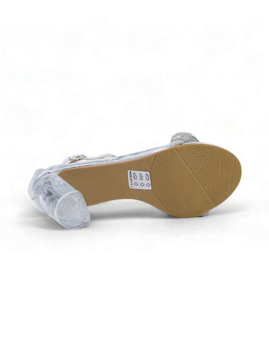 Chaussures femme à talon compensé transparent avec boucle réglable, design confortable