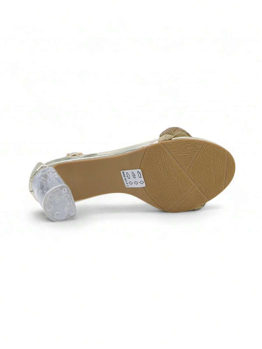 Chaussures femme à talon compensé transparent avec boucle réglable, design confortable