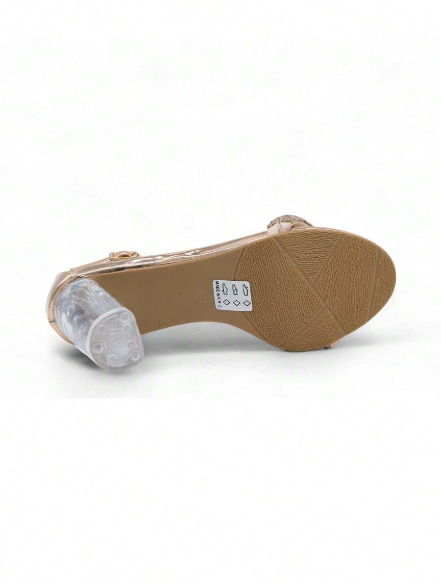 Chaussures femme à talon compensé transparent avec boucle réglable, design confortable