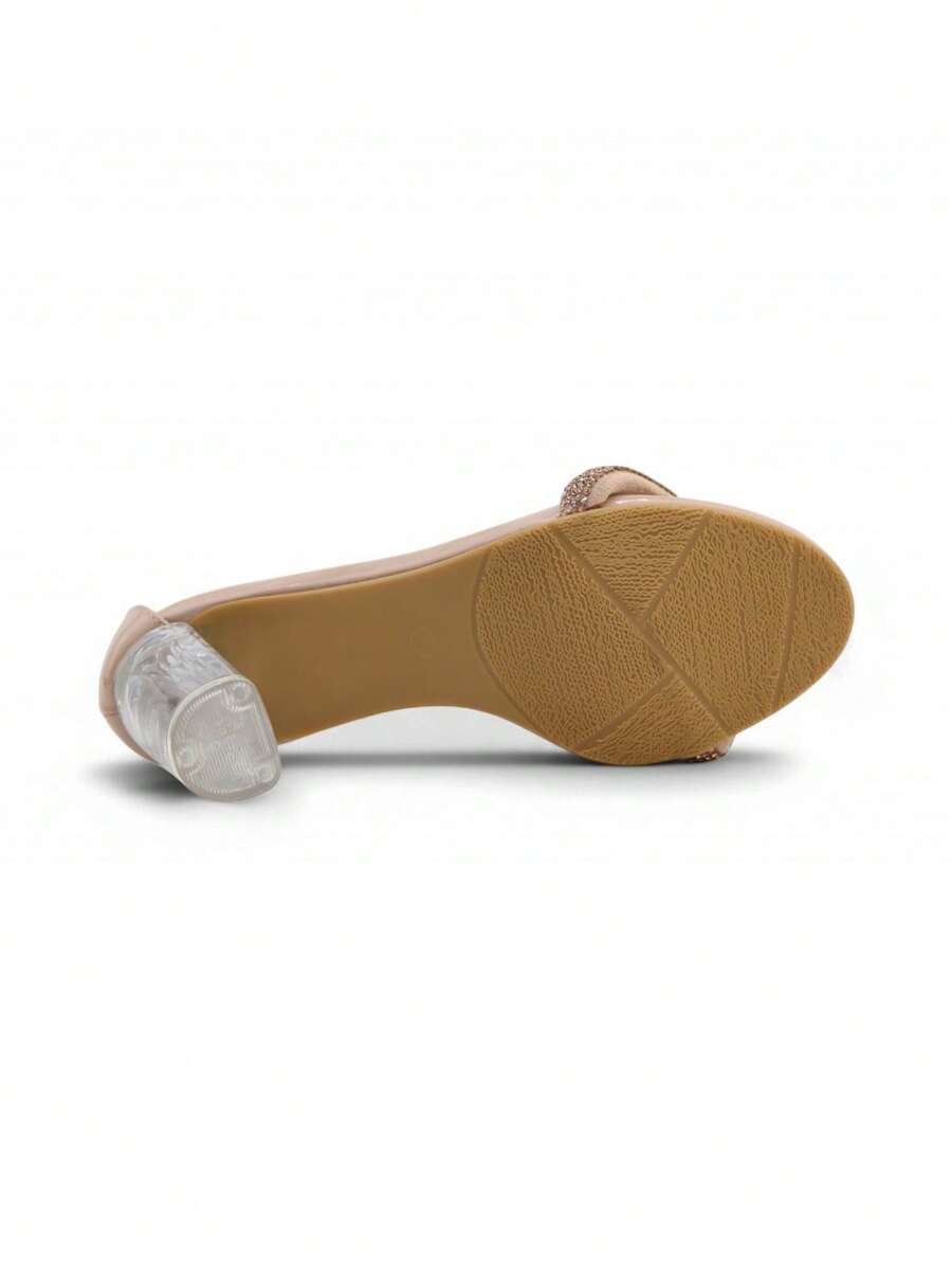 Chaussures femme à talon compensé transparent avec boucle réglable, design confortable