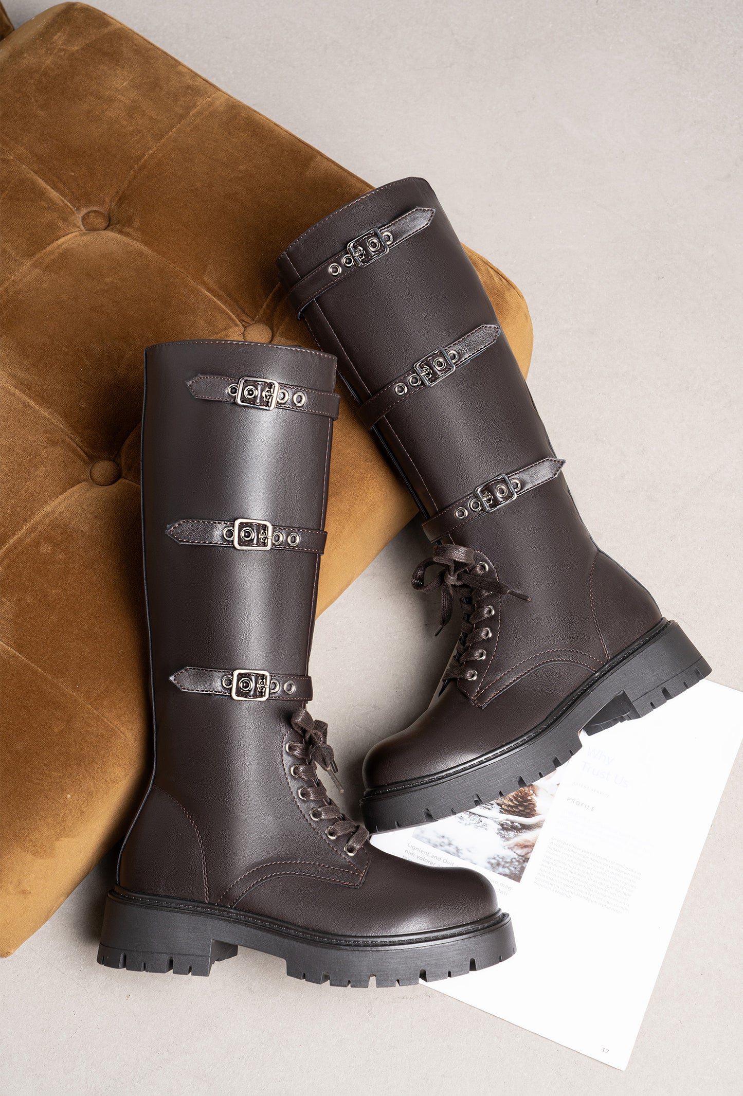 Armure - Bottes hautes à boucles effet cuir