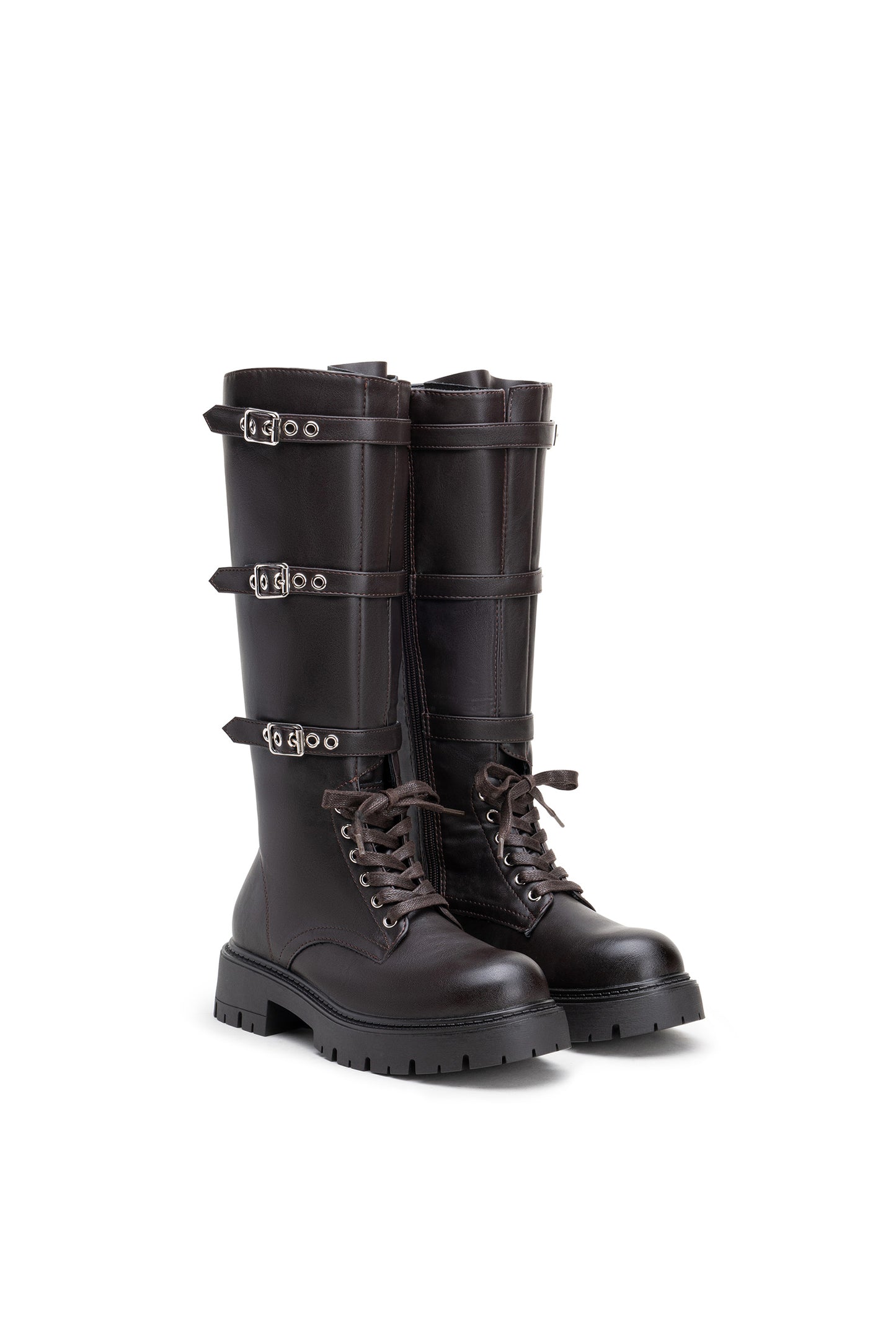 Armure - Bottes hautes à boucles effet cuir