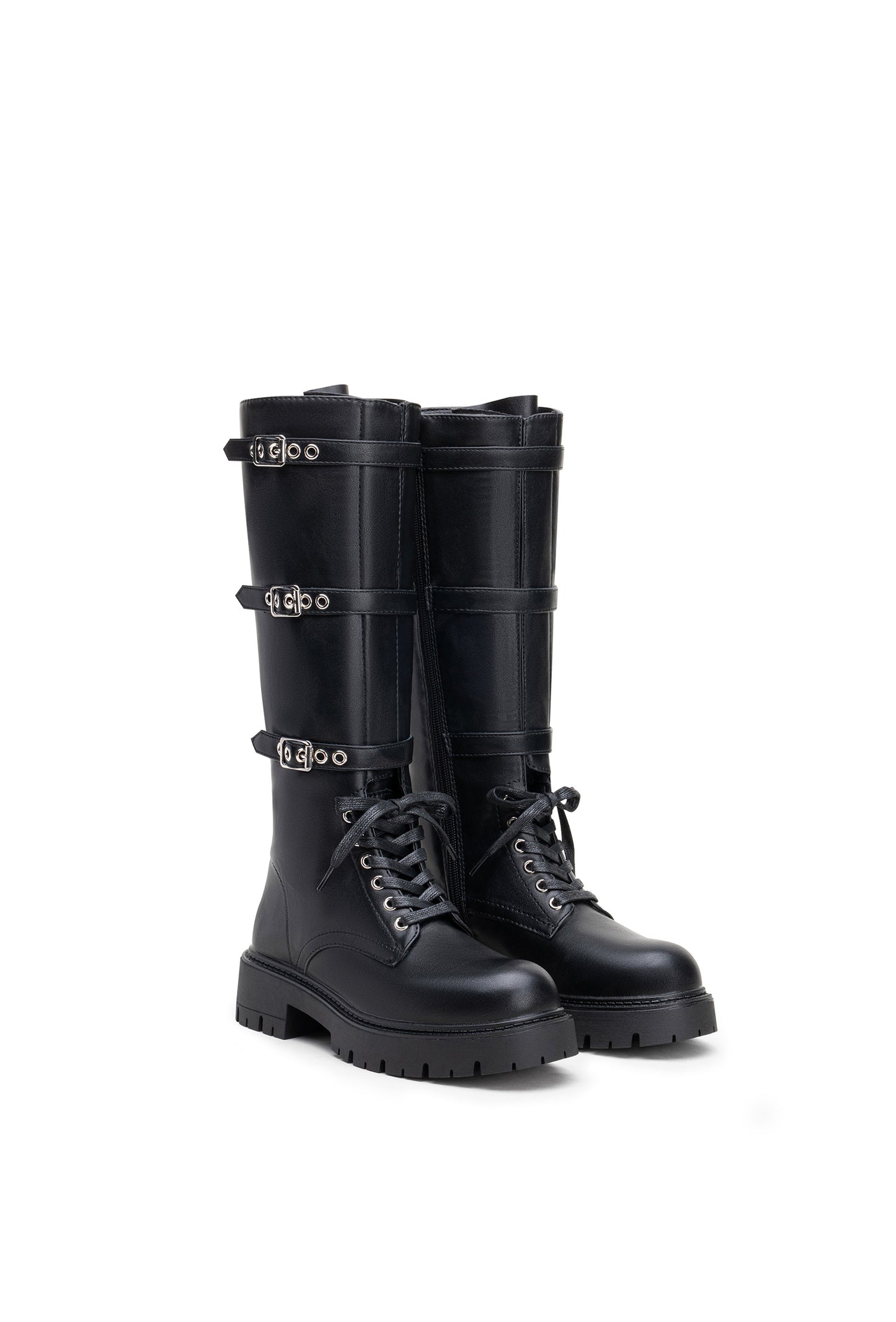 Armure - Bottes hautes à boucles effet cuir