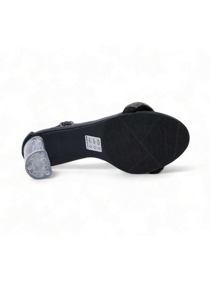 Chaussures femme à talon compensé transparent avec boucle réglable, design confortable