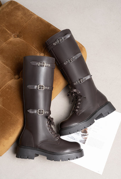 Armure - Bottes hautes à boucles effet cuir